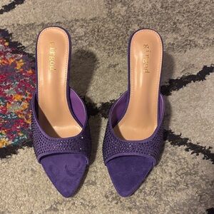 Elegant Purple Rhinestone Women's Mules